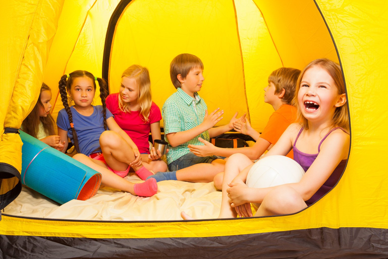 Six Pretty Kids in a Tent